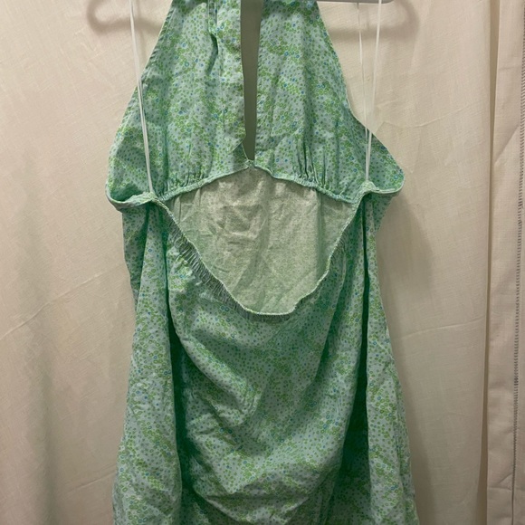 Women’s summer halter dress. Green floral tie up dress. BP size 1X & 2X - Picture 3 of 5